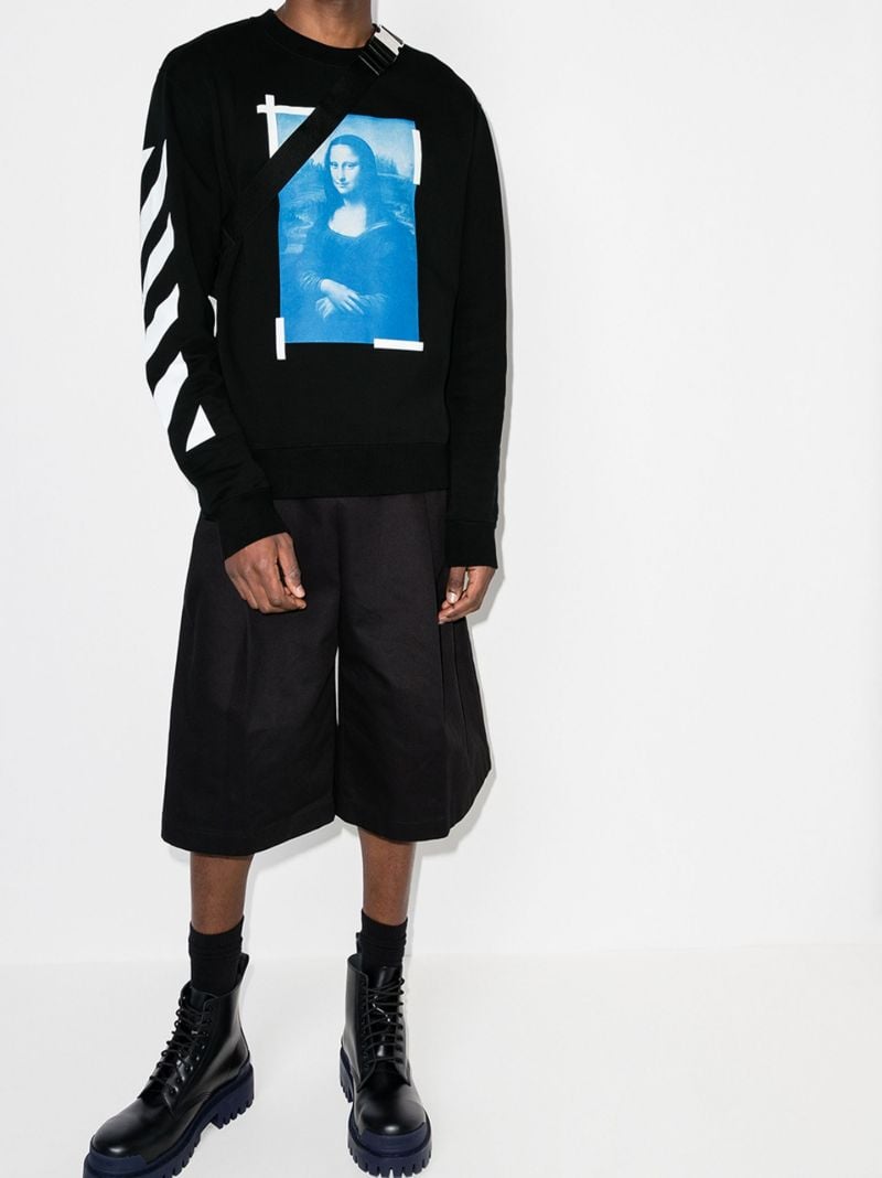 Black Mona Lisa Print Cotton Sweatshirt