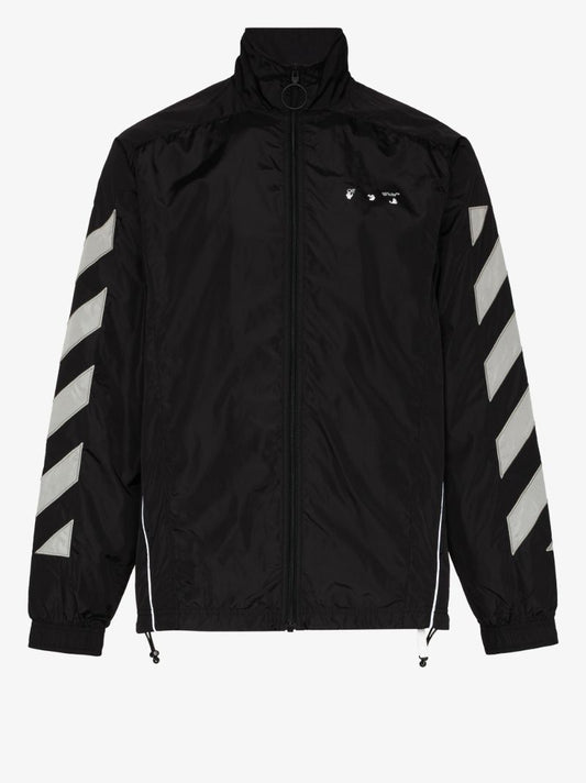 Black Diagonal Stripe Print Jacket