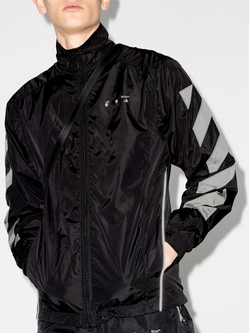 Black Diagonal Stripe Print Jacket