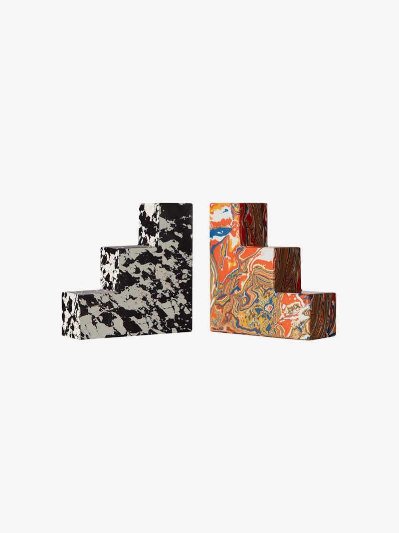 Multicoloured Swirl Stepped Bookend Set