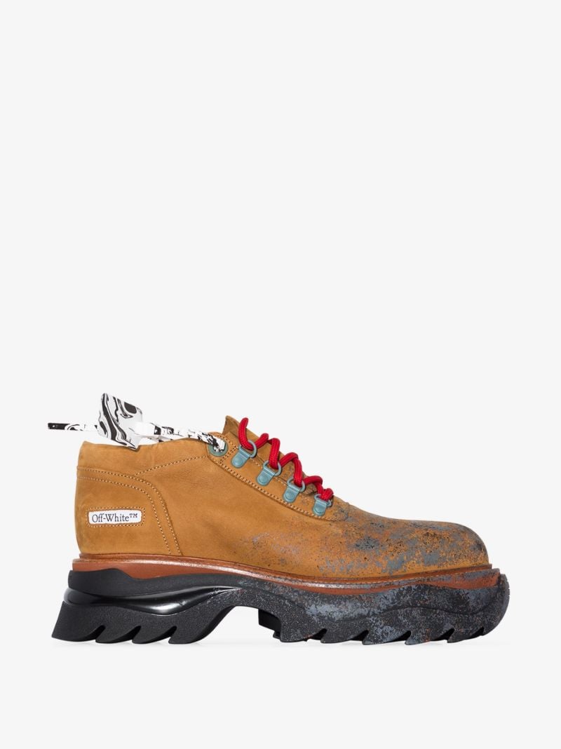 Brown Paint Splatter Chunky Leather Sneakers