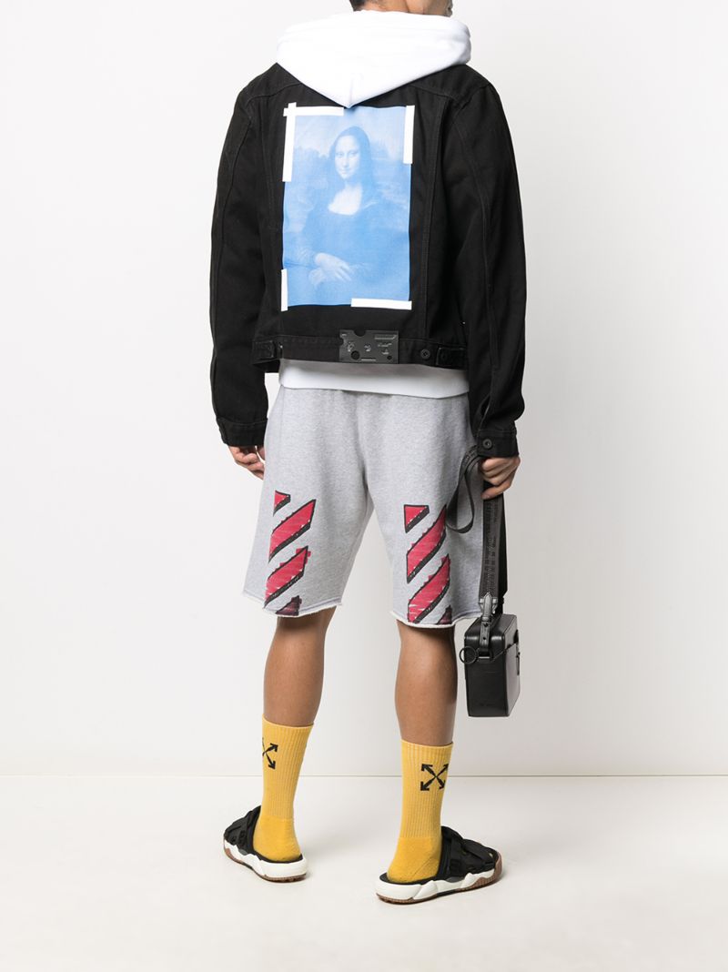 Black Mona Lisa Print Denim Jacket