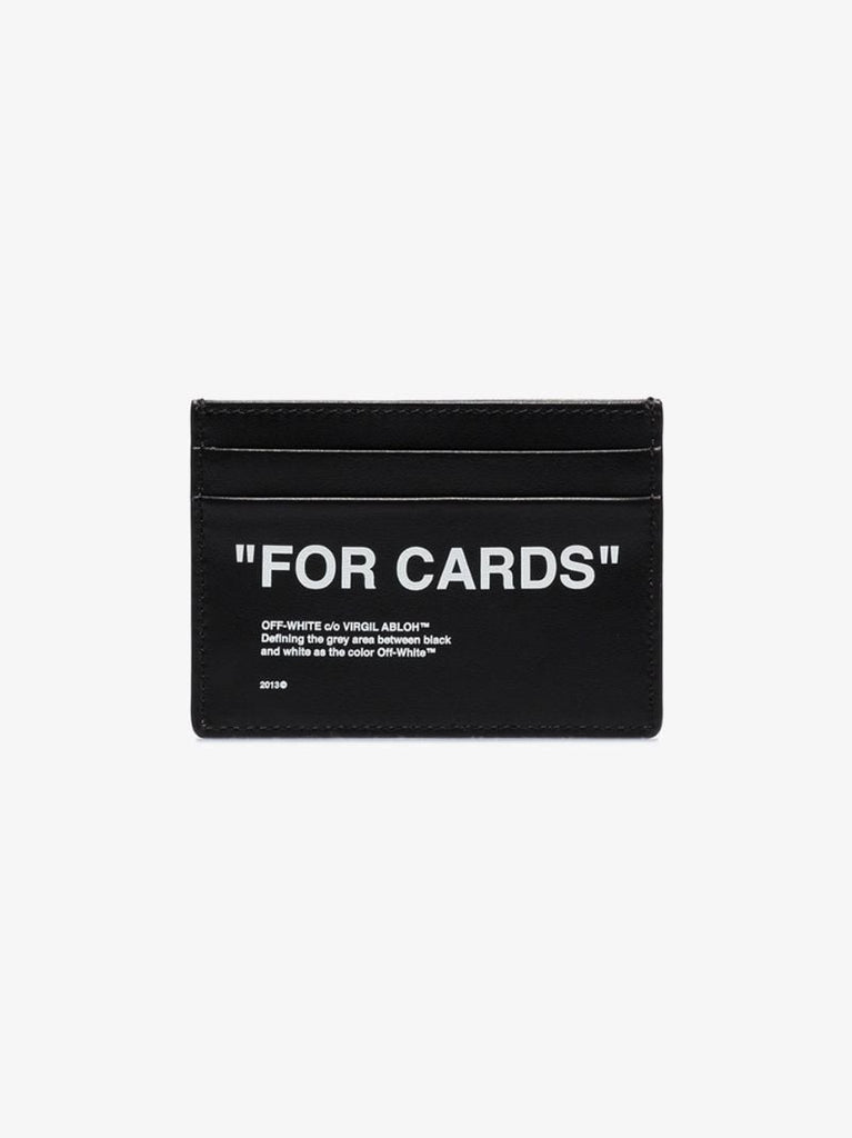 Black Quote Logo Leather Card Holder