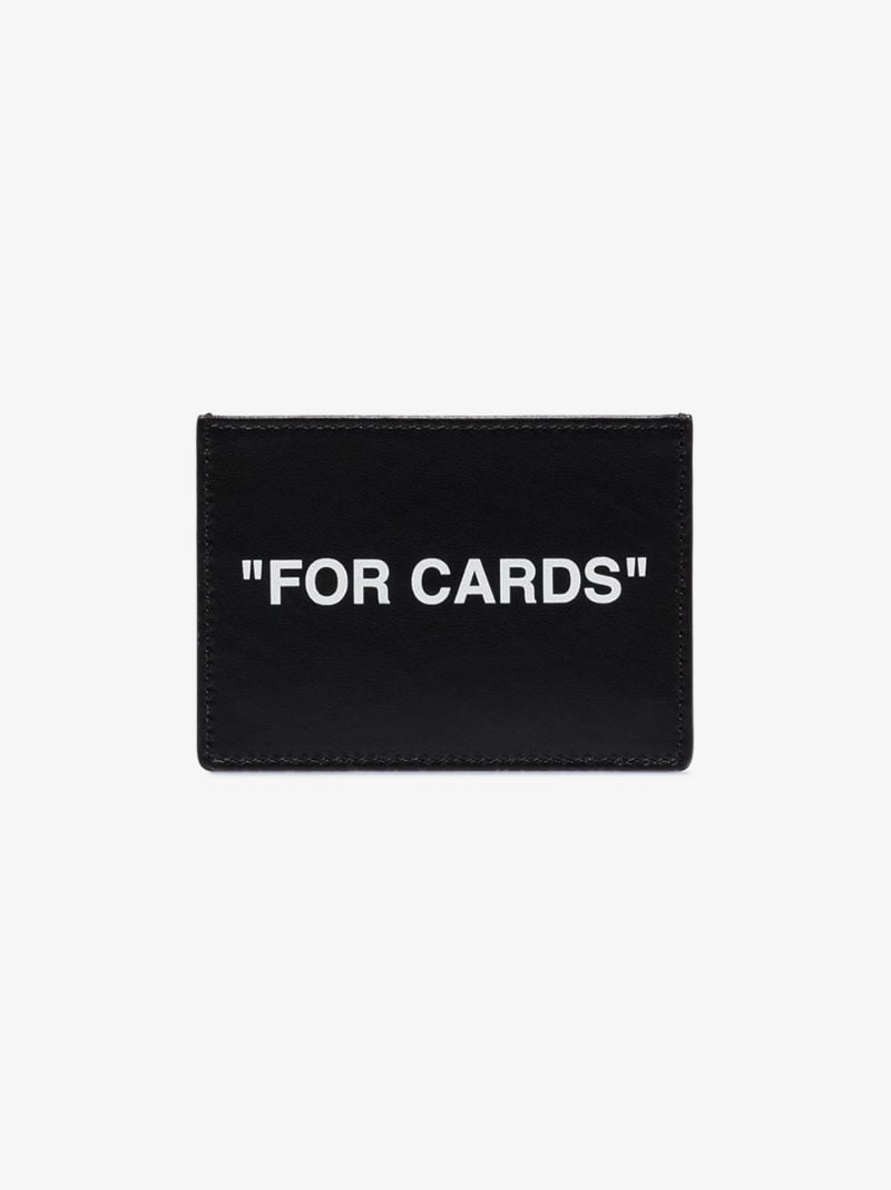 Black Quote Logo Leather Card Holder