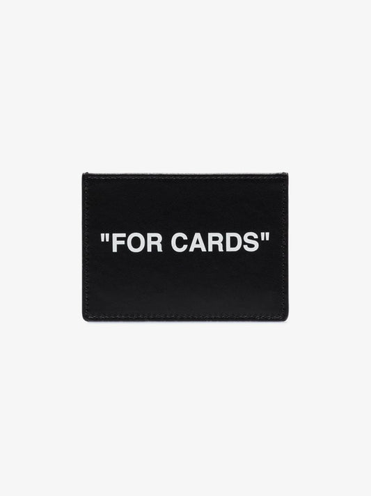 Black Quote Logo Leather Card Holder