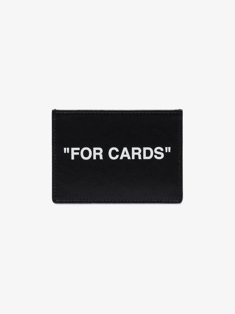 Black Quote Logo Leather Card Holder