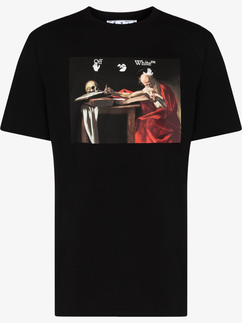 Black Caravaggio Print Cotton T-shirt
