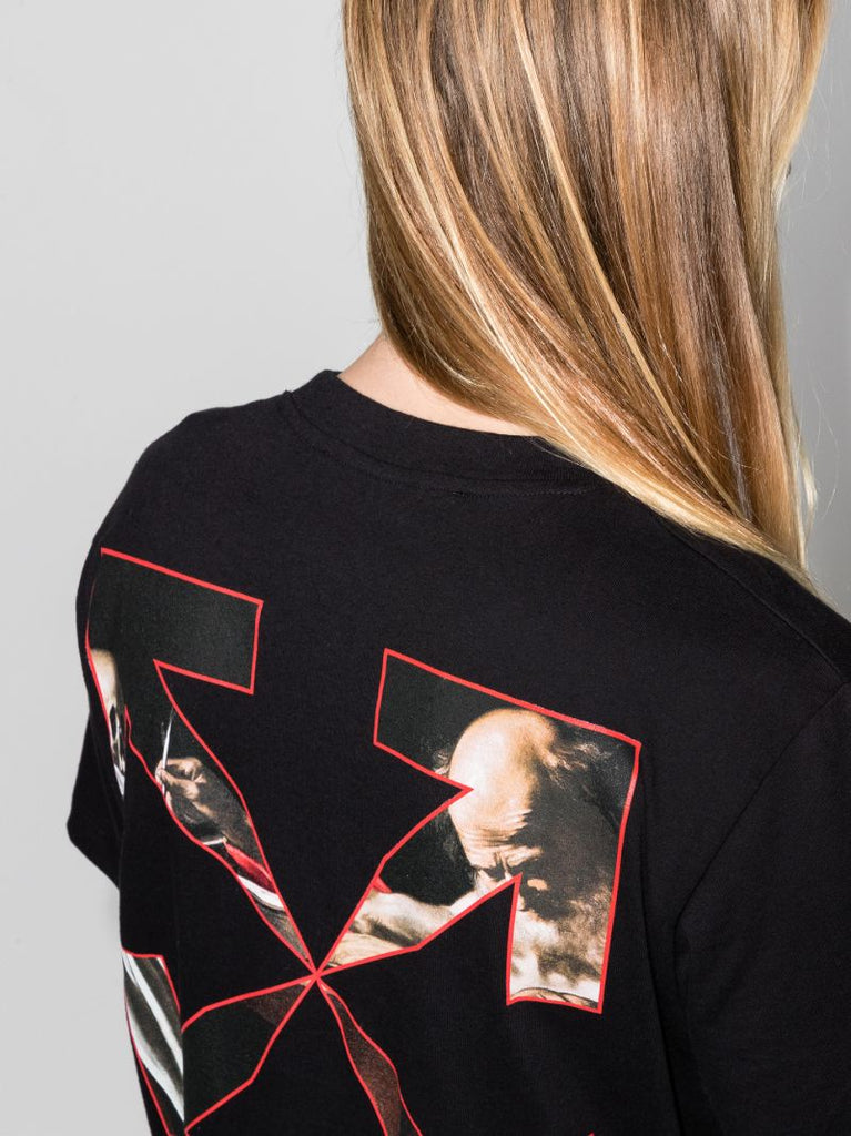 Black Caravaggio Print Cotton T-shirt