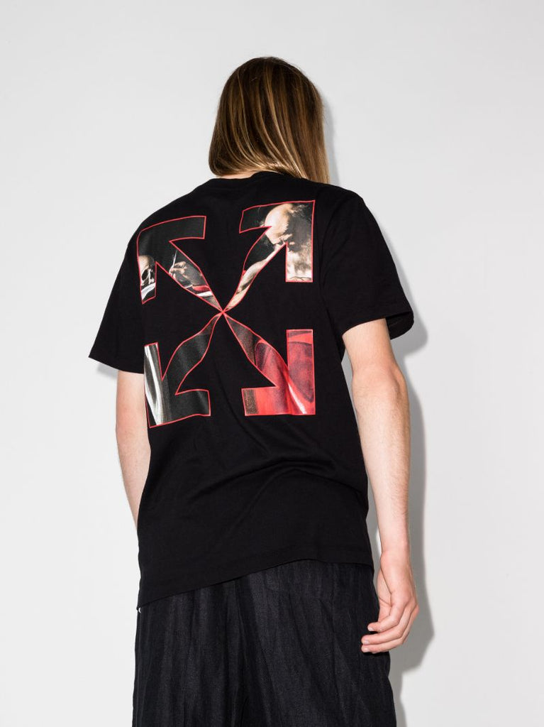 Black Caravaggio Print Cotton T-shirt