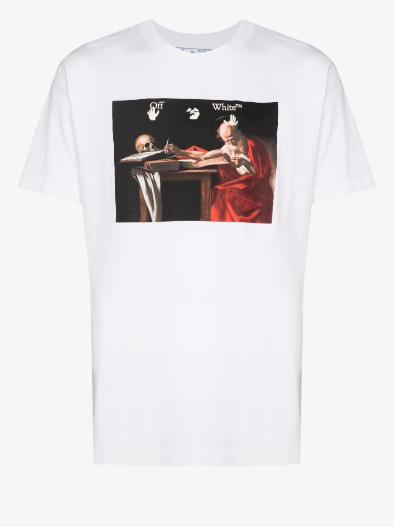 White Caravaggio Print Cotton T-shirt