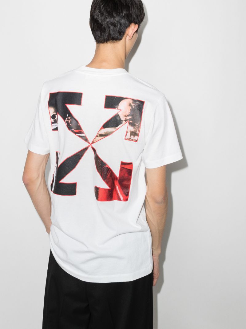 White Caravaggio Print Cotton T-shirt