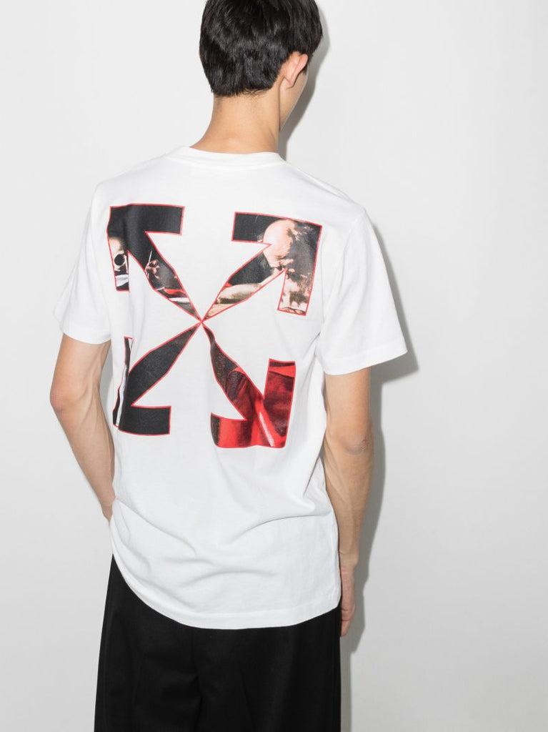 White Caravaggio Print Cotton T-shirt