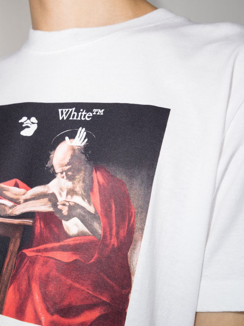 White Caravaggio Print Cotton T-shirt