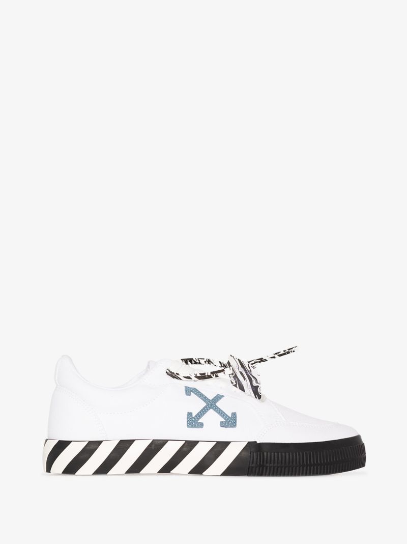 White Vulcanized Low Top Canvas Sneakers