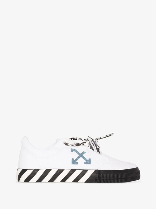 White Vulcanized Low Top Canvas Sneakers