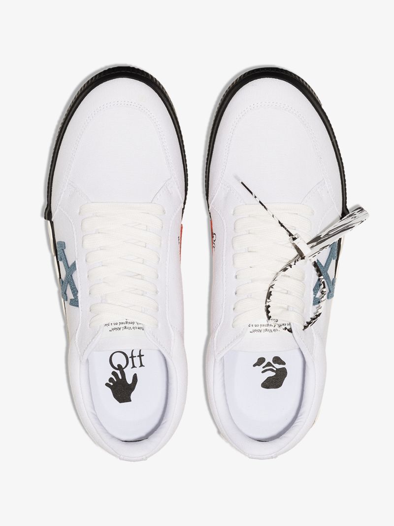 White Vulcanized Low Top Canvas Sneakers