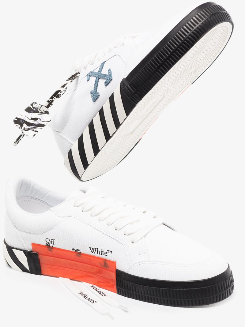 White Vulcanized Low Top Canvas Sneakers