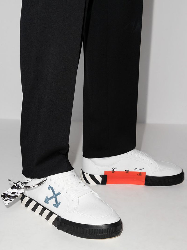 White Vulcanized Low Top Canvas Sneakers
