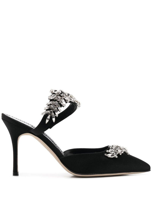 Black Lurum 90 Crystal Satin Pumps