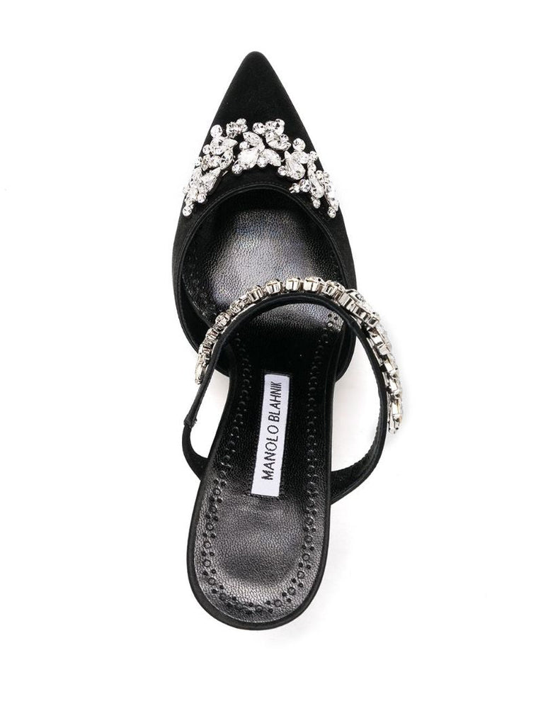Black Lurum 90 Crystal Satin Pumps