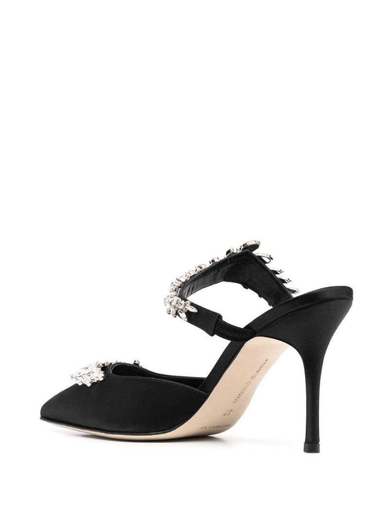 Black Lurum 90 Crystal Satin Pumps