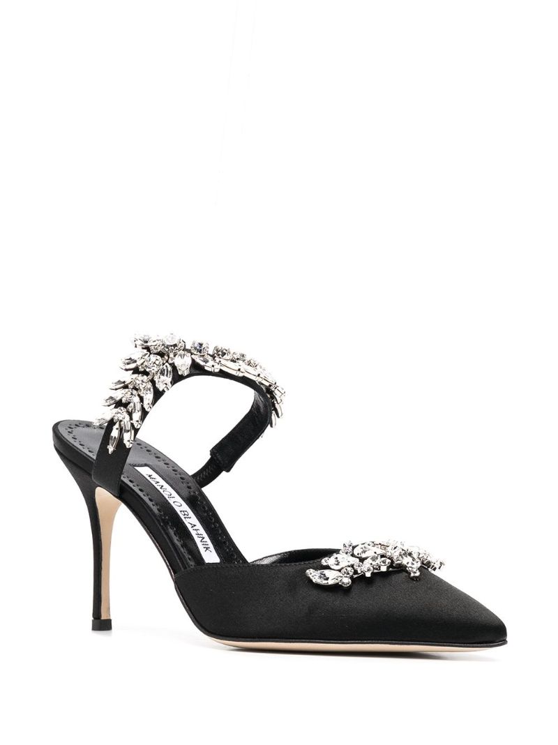 Black Lurum 90 Crystal Satin Pumps