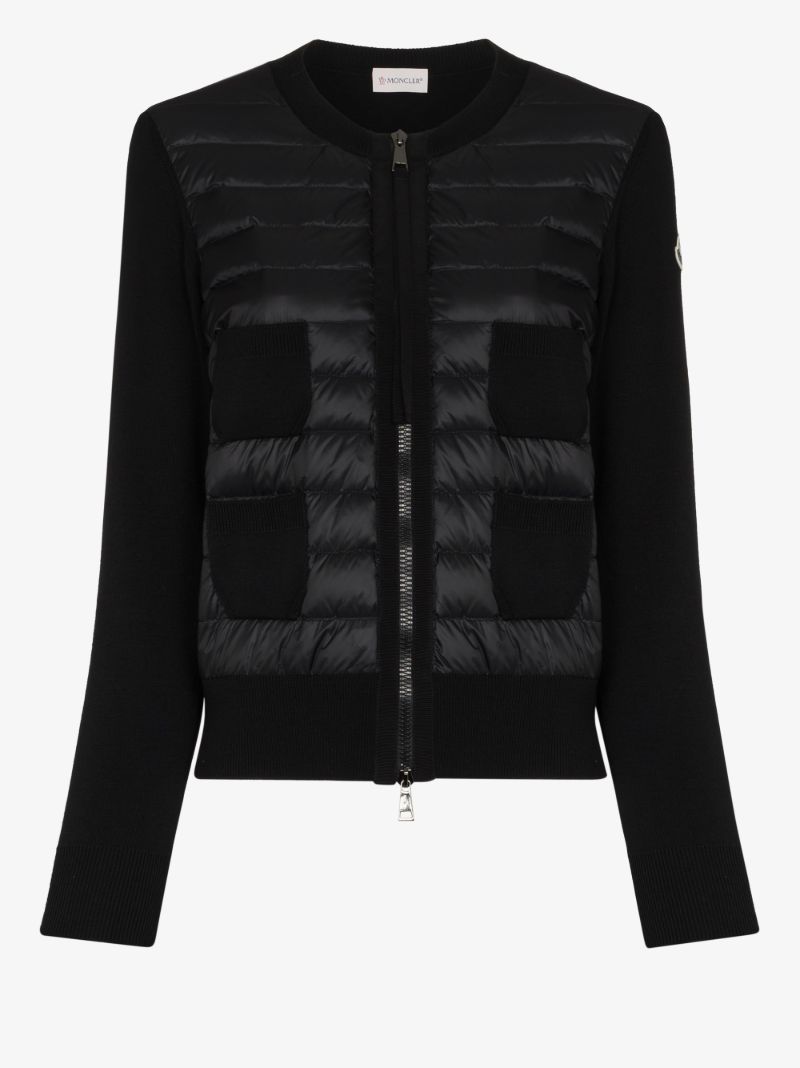 Zip-up Padded Wool Cardigan