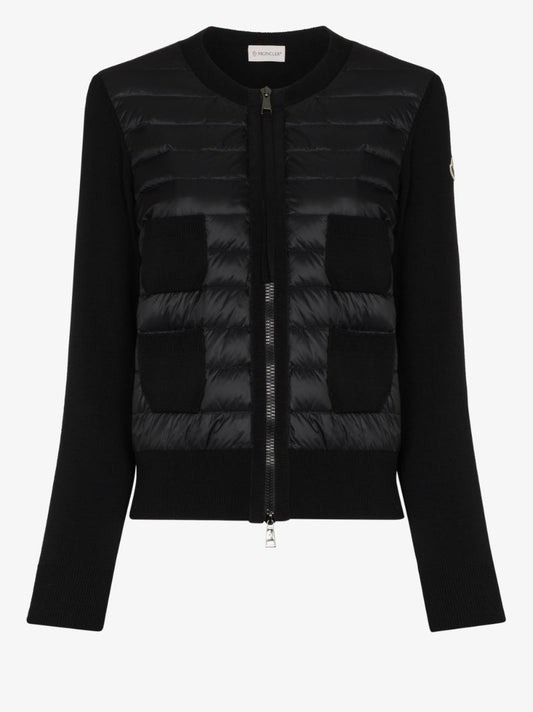Zip-up Padded Wool Cardigan