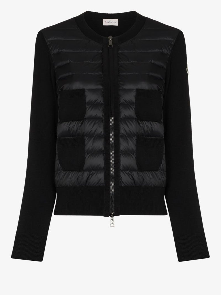 Zip-up Padded Wool Cardigan