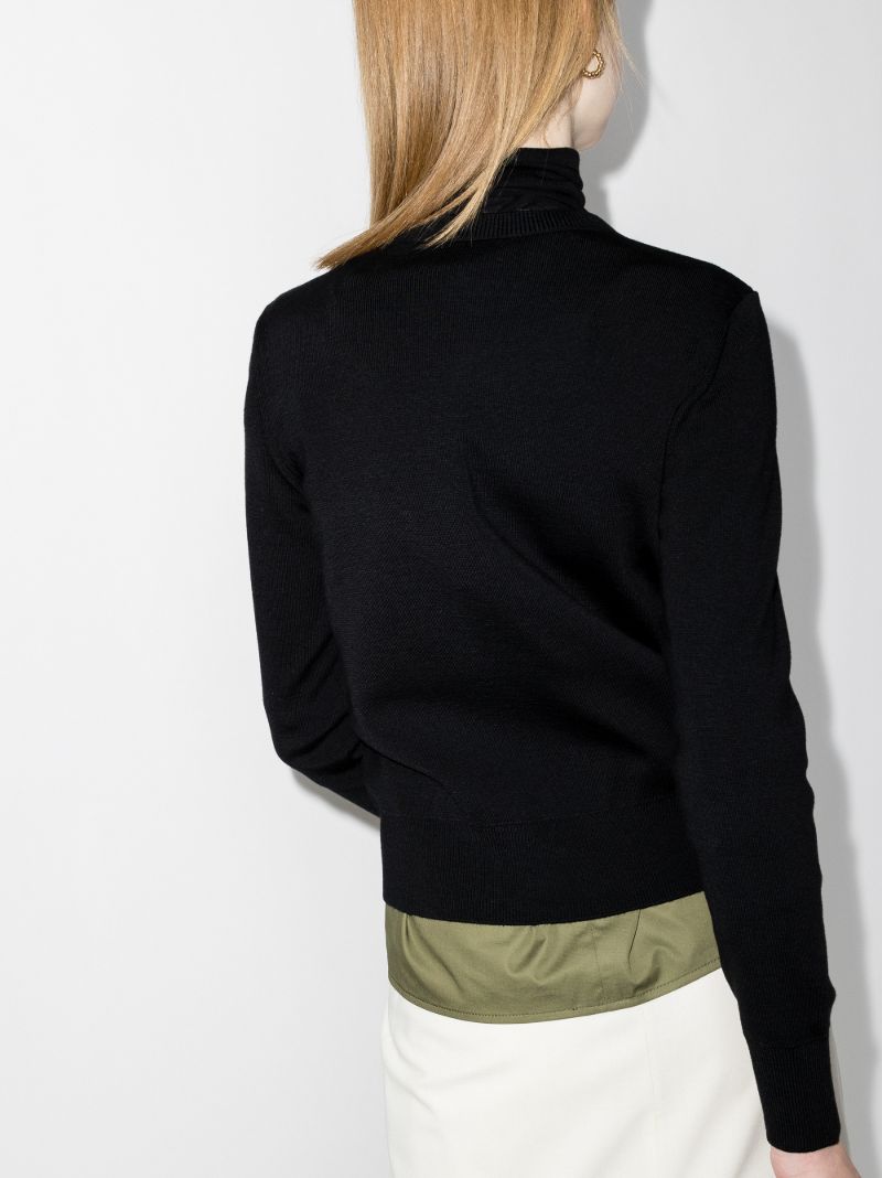 Zip-up Padded Wool Cardigan