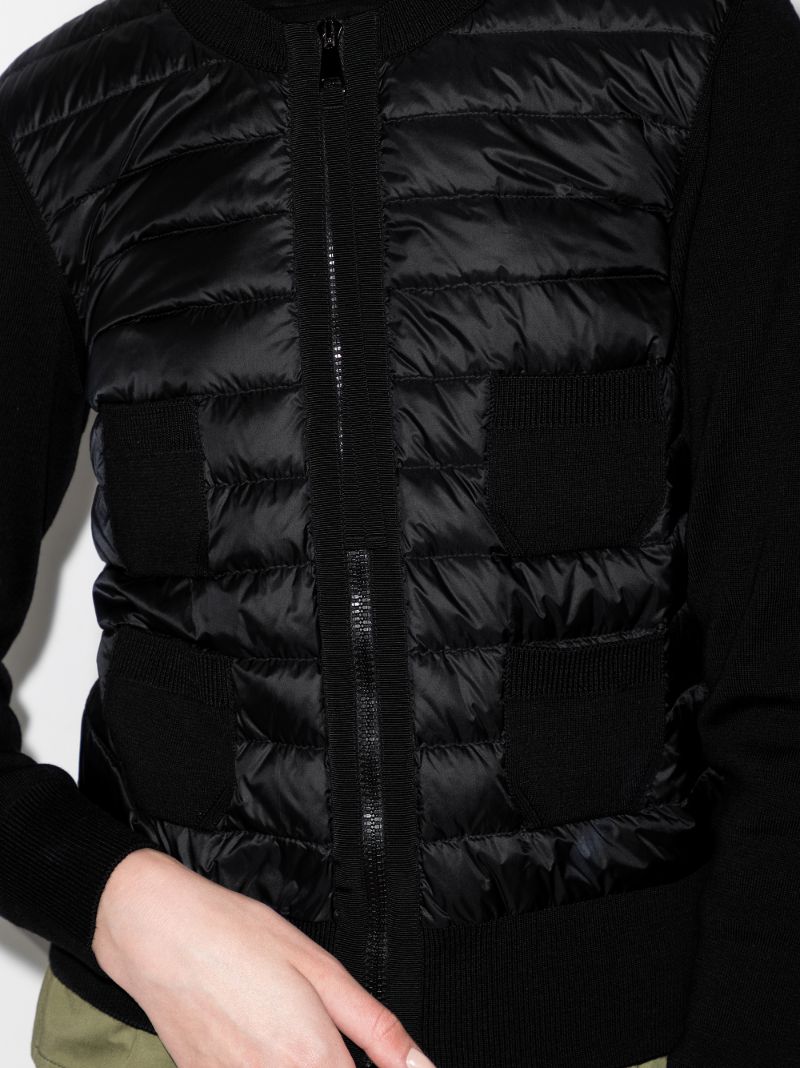 Zip-up Padded Wool Cardigan