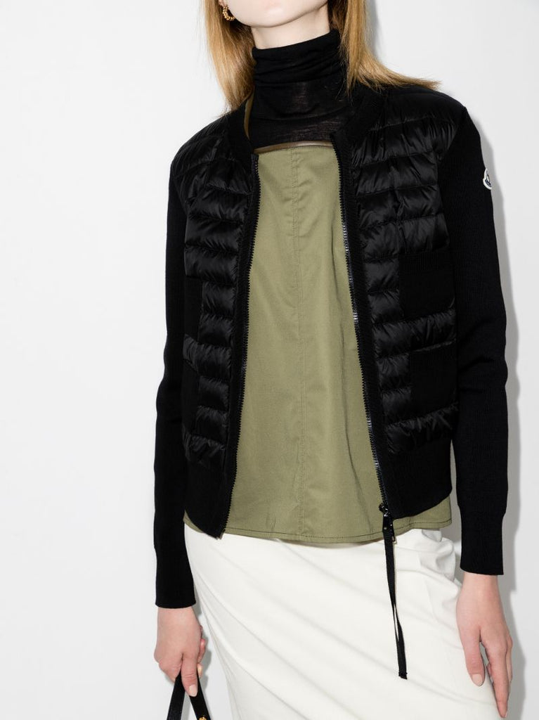 Zip-up Padded Wool Cardigan