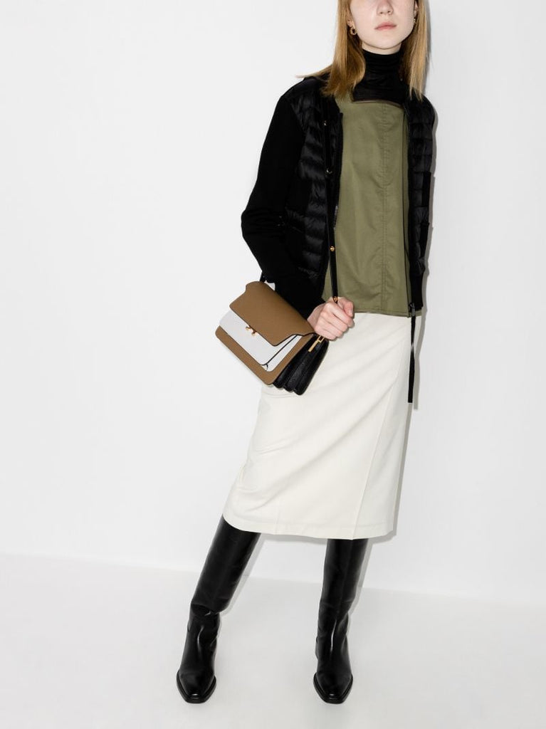 Zip-up Padded Wool Cardigan