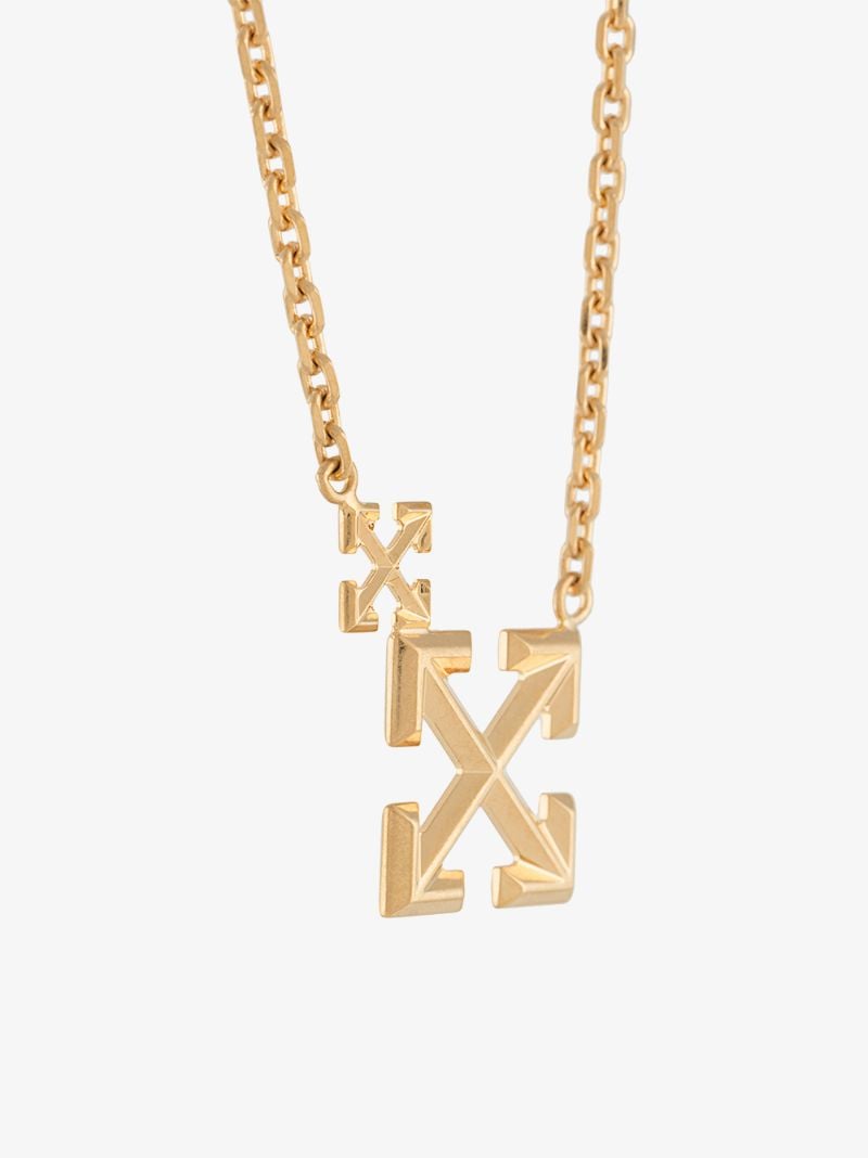 Gold Tone Double Arrows Necklace