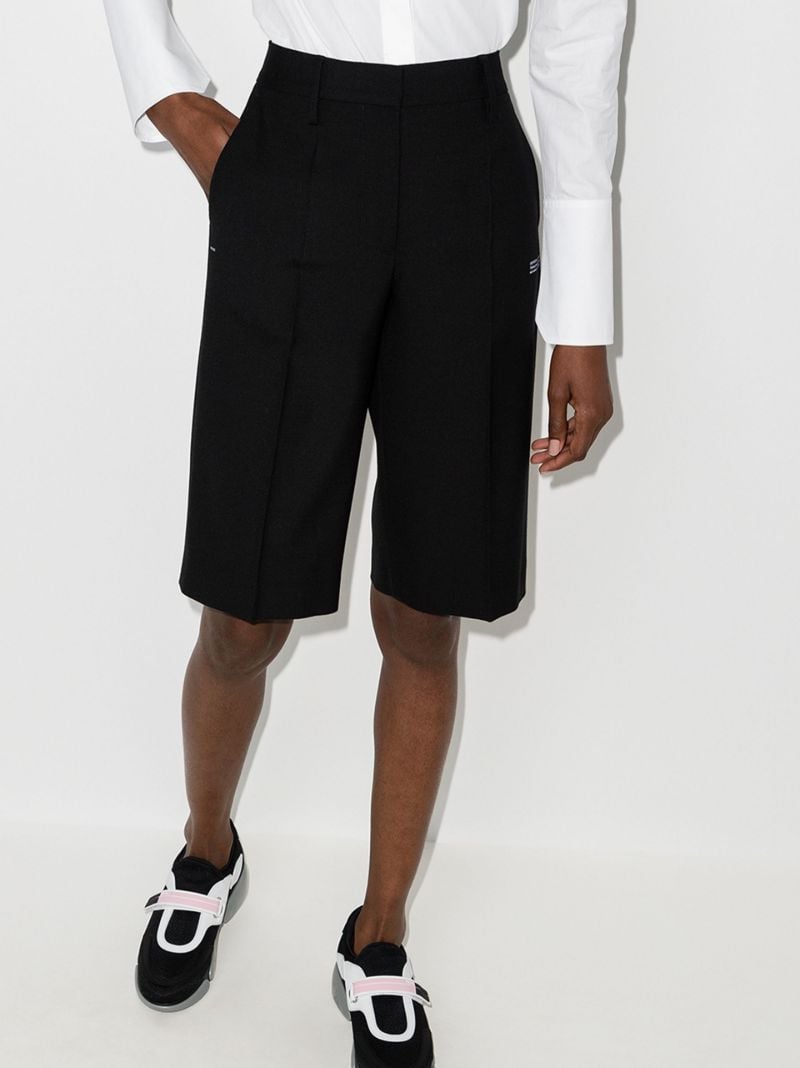 Black Tailored Logo Print Shorts