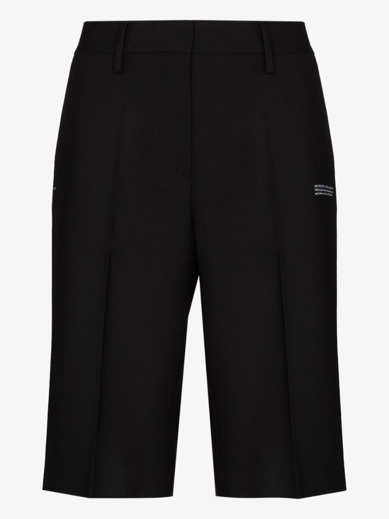 Black Tailored Logo Print Shorts