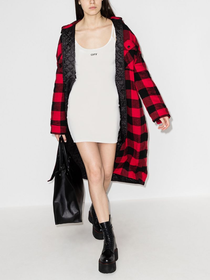 White Asymmetric Shoulder Logo Mini Dress