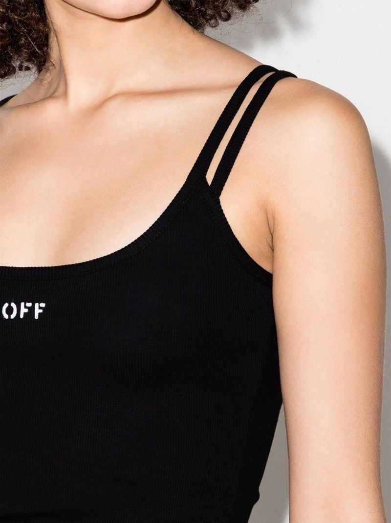 Black Asymmetric Shoulder Logo Mini Dress