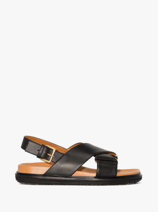 Black Fussbett Leather Sandals