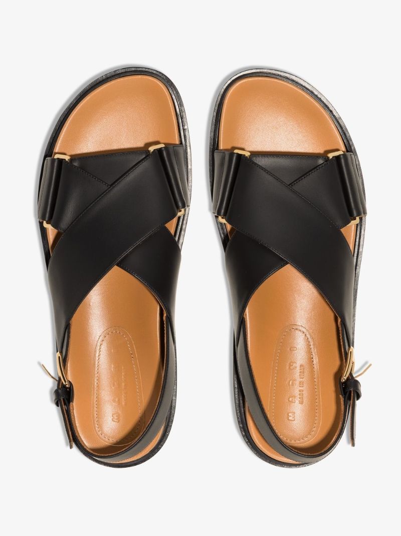 Black Fussbett Leather Sandals