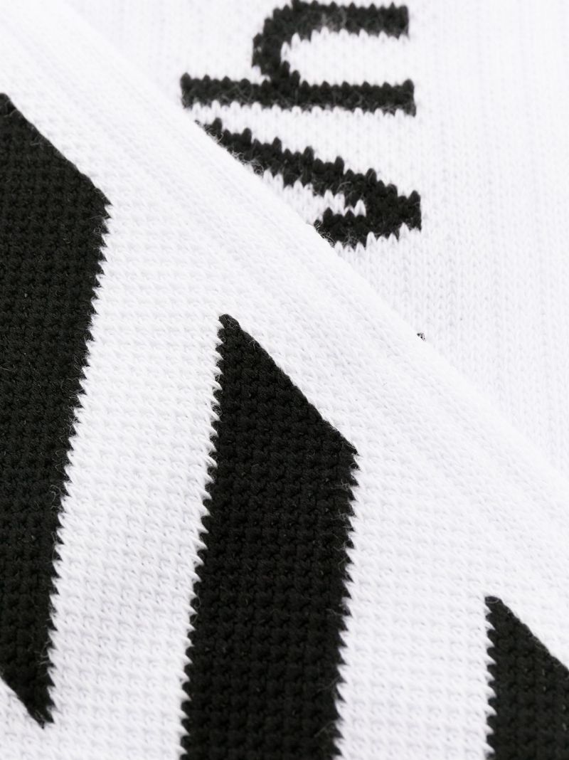 White Diag-stripe Ribbed Socks