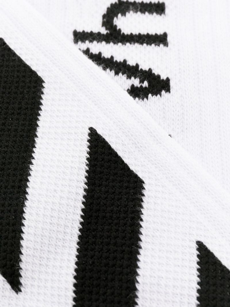 White Diag-stripe Ribbed Socks