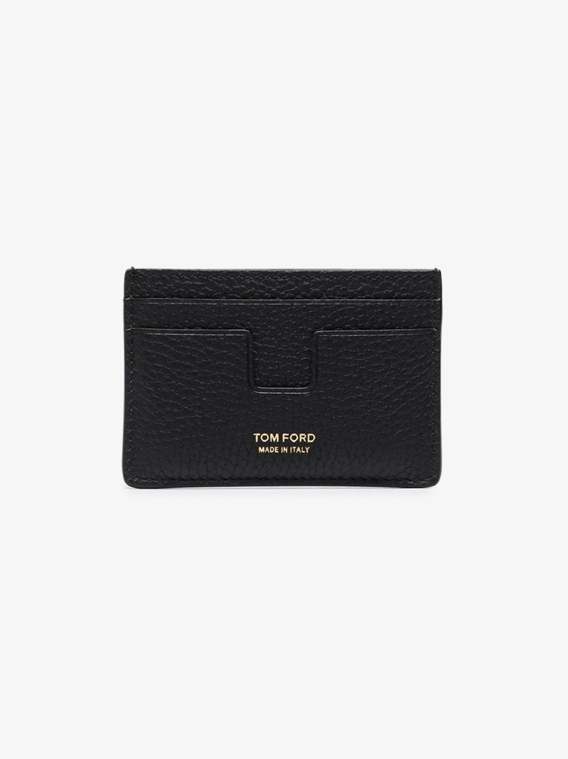 Black Grained Leather Card Holder