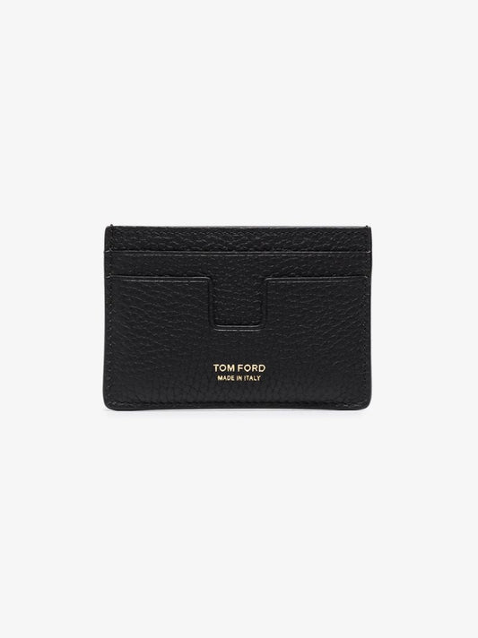 Black Grained Leather Card Holder