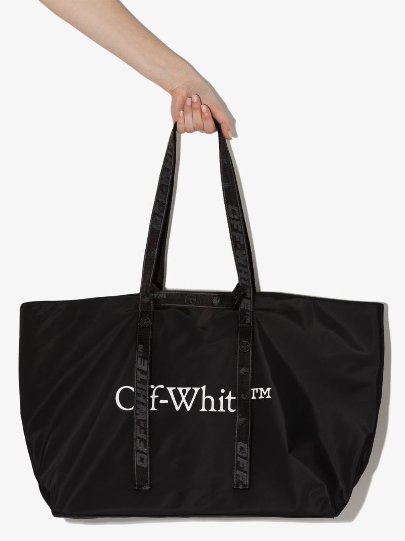 Black Logo Print Tote Bag