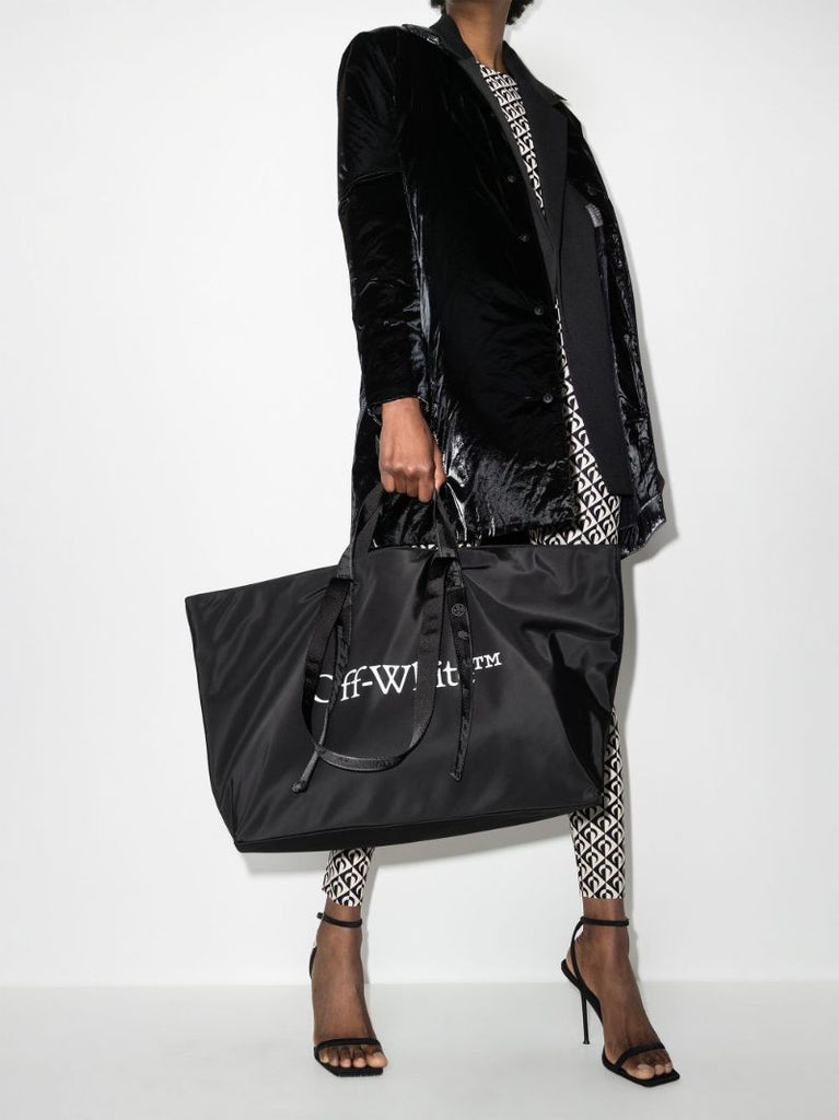 Black Logo Print Tote Bag