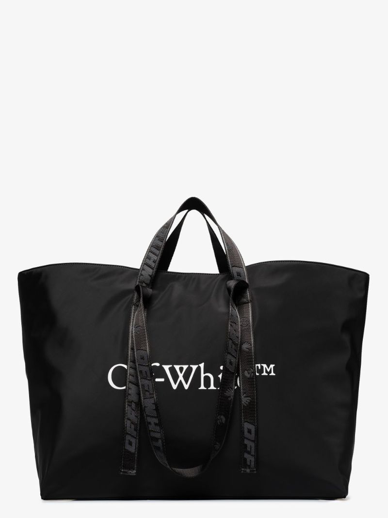 Black Logo Print Tote Bag