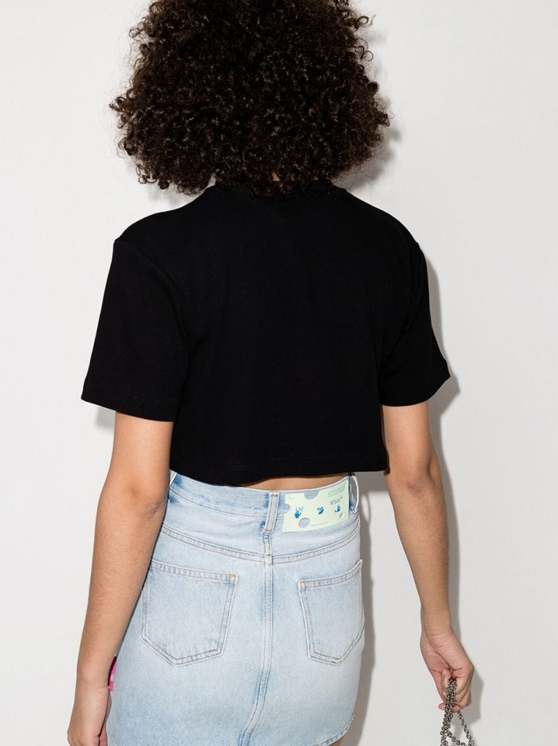 Black Logo Cropped Cotton T-shirt