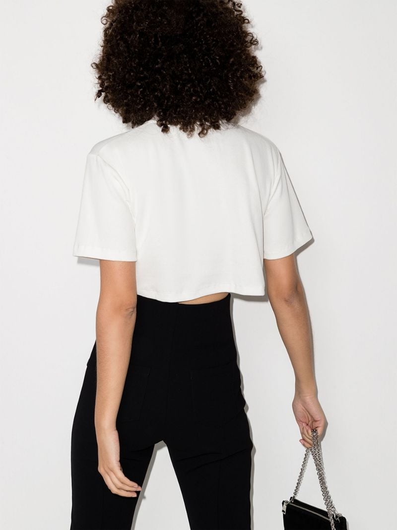 White Logo Cropped Cotton T-shirt
