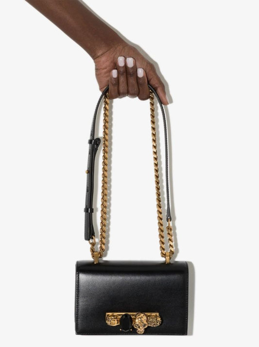 Black Mini Embellished Leather Shoulder Bag